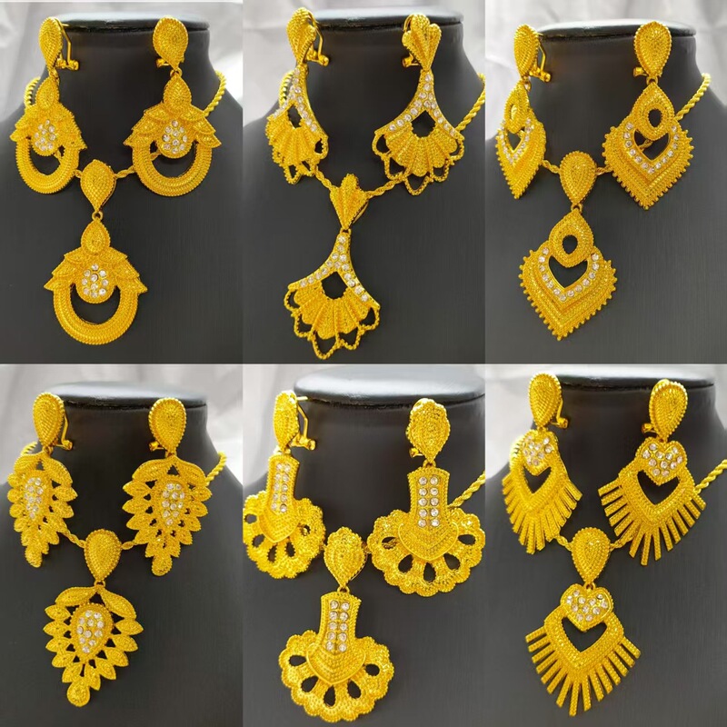 Middle East Cross-Border Dubai Bridal Alloy Jewelry Set Pendant Earrings Necklace Nigerian Women's Wedding Wear Now Middle East Cross-Border Dubai Bridal Alloy Jewelry Set Pendant Earrings Necklace Nigerian Women's Wedding Wear Now