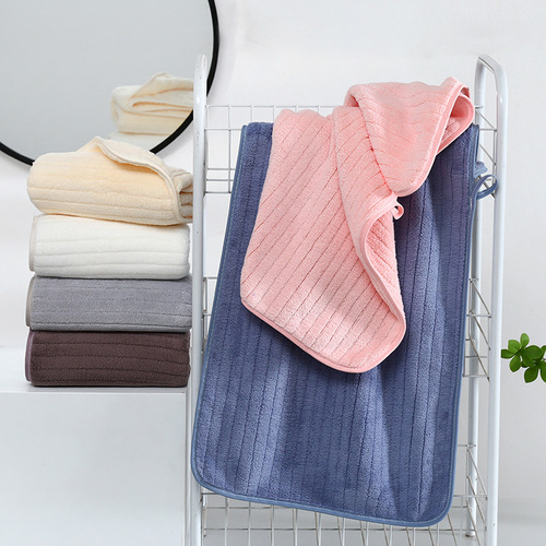 New Style Simple Adult Face Towel, Absorbent and Thick Home Use Student Face Cloth Coral Velvet Strip Towel