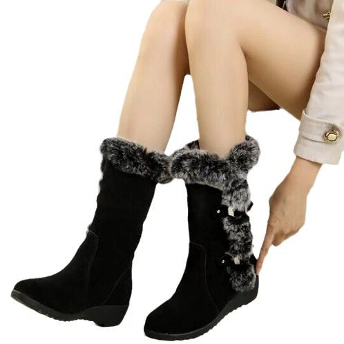 Mid‑length winter platform boots, plus size, sizes 35–42, brown or black