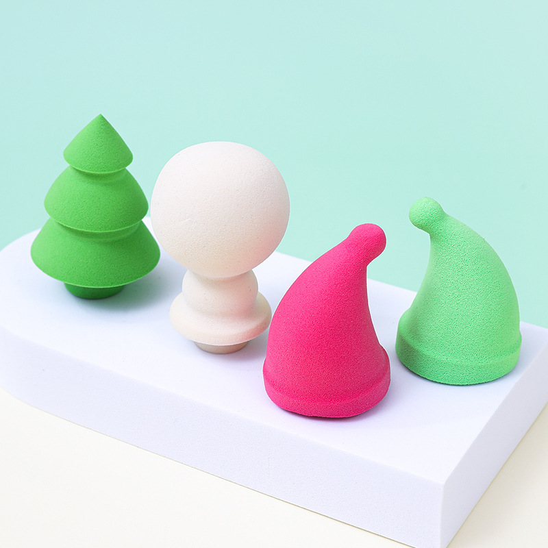 Huevo de maquillaje de Navidad personalizado almohadilla de aire suave no comer polvo de maquillaje de látex pequeña esponja de maquillaje de huevo
