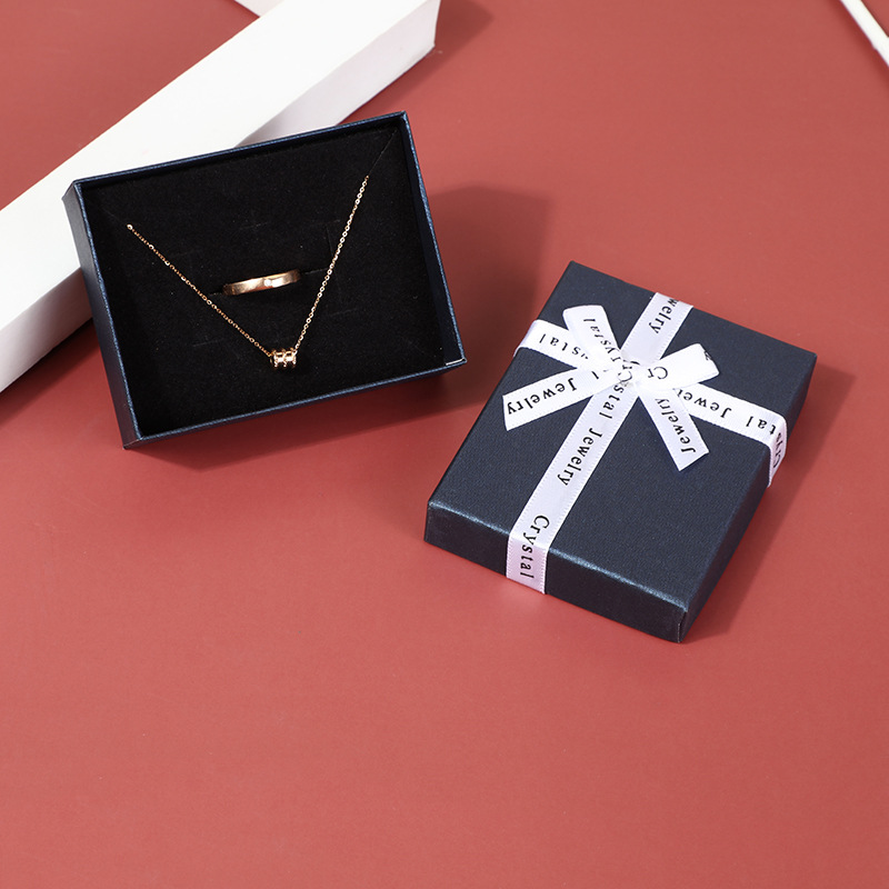 新款项链戒指饰品包装盒 天地盖生日礼盒纸质礼品盒蝴蝶结首饰盒