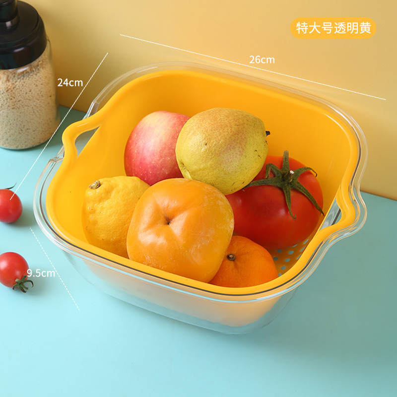 PET二重衝突色野菜水たまり台所家庭用プラスチック果物皿客間ろ過野菜かご洗浄野菜かご|undefined
