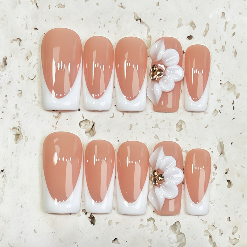 European and American Cross-Border Popular Ins Style Handmade Wearable Nails French Stereo Manicure Push-Type Fake Nail Patch Wholesale European and American Cross-Border Popular Ins Style Handmade Wearable Nails French Stereo Manicure Push-Type Fake Nail Patch Wholesale