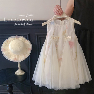 Girls Sleeveless Three-Dimensional Butterfly Mesh Skirt 2025 Summer Dress Baby Girl Sweet Dress