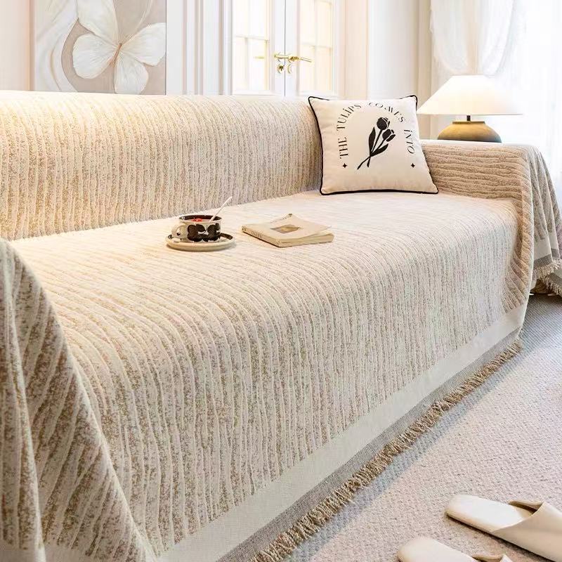 Chenille-Bezug, rutschfest, katzensicher, einteiliger Sofabezug, universell, vollständige Abdeckung_voghion.com