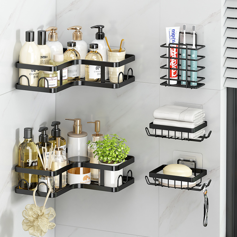 Cross-Border Bathroom Triangle Storage Rack Bathroom Toiletries Corner Storage Rack Amazon Iron Punch-Free Set