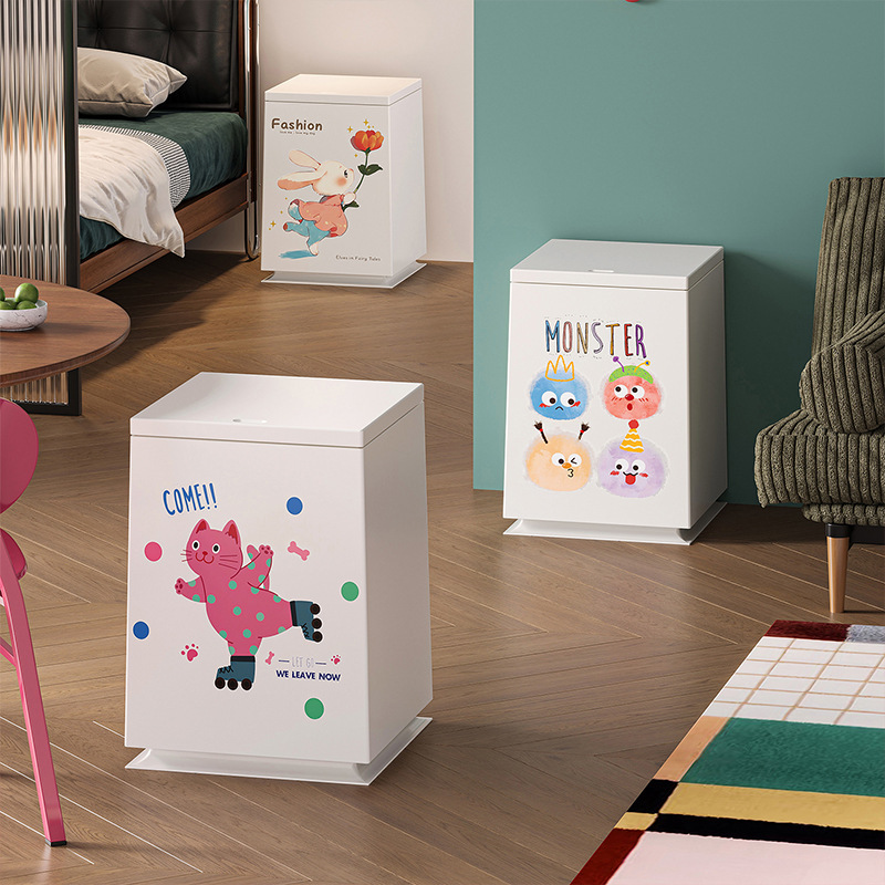 Household Large Trash Can for Living Room, High-Looking Trash Can with Lid, Push-Type Opening Kitchen Garbage Storage Bucket Household Large Trash Can for Living Room, High-Looking Trash Can with Lid, Push-Type Opening Kitchen Garbage Storage Bucket