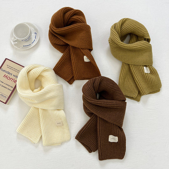2024 New Knitted Scarf Men's and Women's Student Couple Thickened Woolen Scarf Korean-style Instagram-style Woolen Shawl
