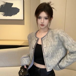 French Style Fragrant Style Elegant Socialite Woolen Short Coat Women's Spring New Western Style Small Thickened Short Top