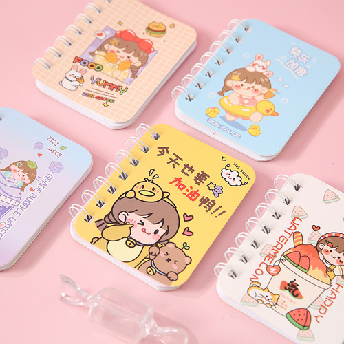 Cartoon coil-bound student portable vocabulary notebook, pocket memo book, mini notebook, cute small notebook