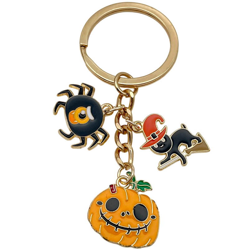 ハロウィンオイルドリップ合金猫カボチャクモの巣城魔法の帽子キーホルダーアマゾン小さなギフト卸売|undefined