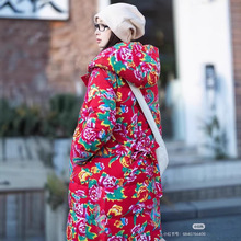 长款棉衣外套东北大花中国风汉服男女宽松保暖防寒连帽棉袄潮花袄