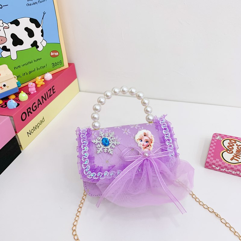 Bolsos infantiles, bolsos de moda princesa de perlas, bolsos de cambio de chicas lindas, bolsos de hombro de encaje