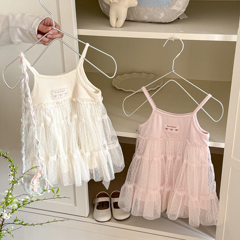 Girls' Summer One-Piece Dress 2026 Sweet Baby Princess Dress Vest Dress Infant Thin Mesh Suspender Dress Category a