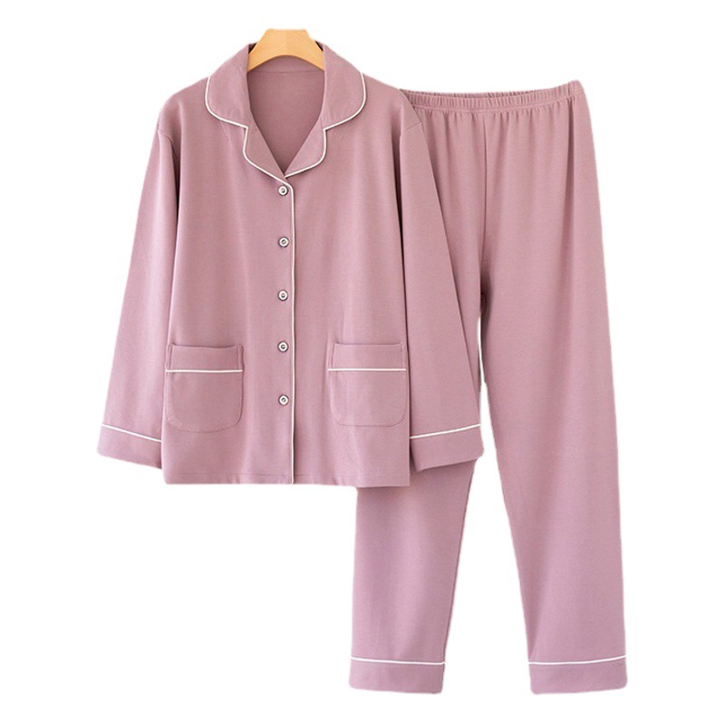 Pijamas pantalones sueltos de algodón de manga larga de verano para mujer ropa para el hogar traje de chaqueta delgada de verano para mujer RR