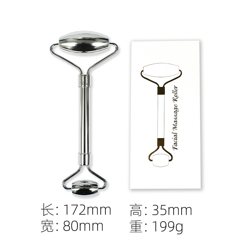 Dispositivo de belleza con rodillo de acero inoxidable para hombres y mujeres, bastón de masaje compacto y práctico, bastón de masaje con rodillo de doble cabezal al por mayor