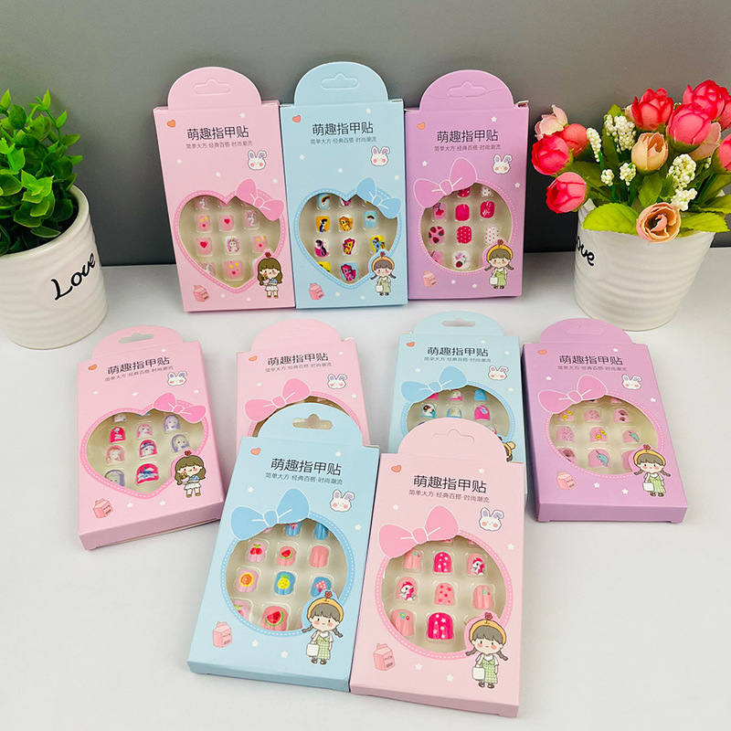 Customized Children's Nail Stickers, Wearable Cartoon Nails, Removable Cross-Border Toys, Sweet and Cute Nail Pieces for Little Girls