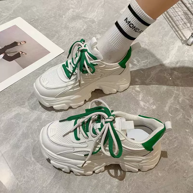 Женская обувь на внутреннюю высоту, новинка 2022 года, износостойкая Корейская повседневная обувь Torre, женские удобные белые туфли на толстой подошве