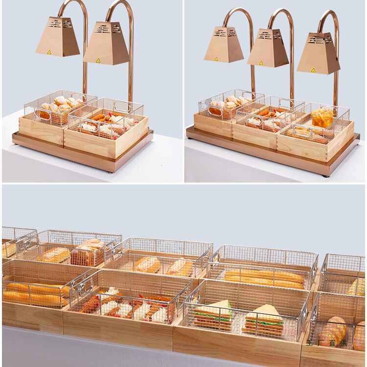 Buffet Food Warming Lamp Catering Warm Food Potato Fritters Fried Frame Stainless Steel Frying Basket Barbecue Heating Lamp Commercial