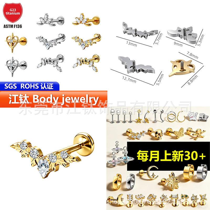 Pointed titanium steel lip stud product view