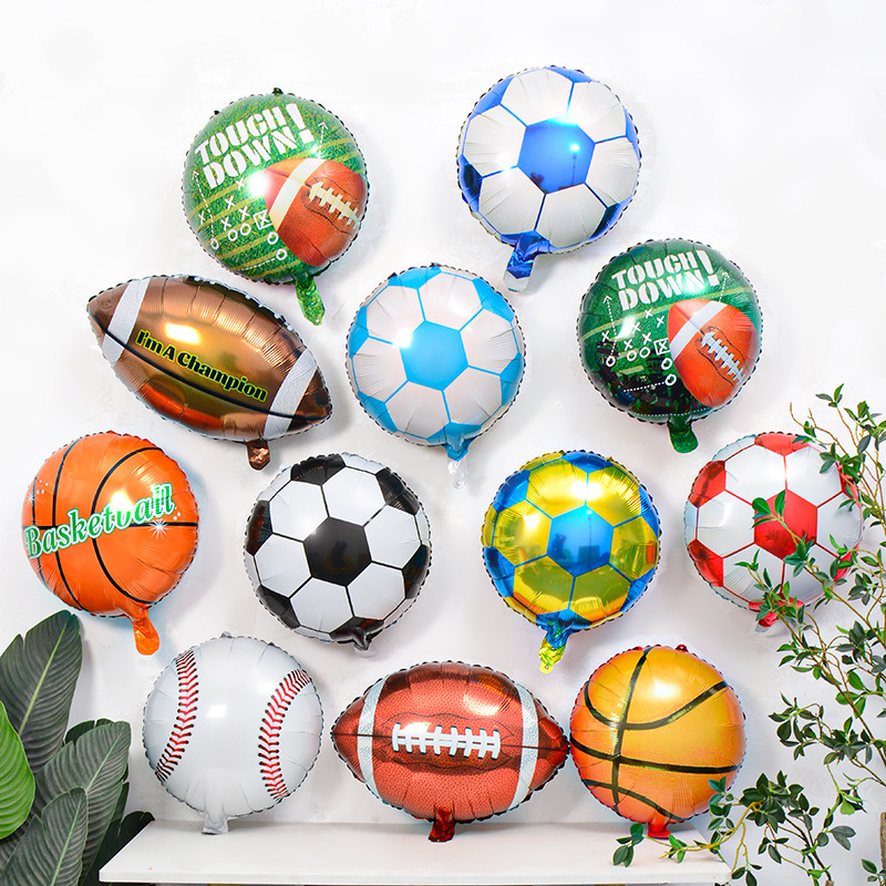 Globos de fútbol americano de 18 pulgadas, rugby, baloncesto, guantes de béisbol, decoraciones de globos de aluminio con temática deportiva de golf. image 4