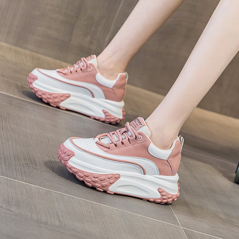 2025 Spring and Autumn New Casual Easiest for Match Height-Increasing Shoes Wedge Fashion Color Matching Student Shoes Women's Trendy Shoes Dad Shoes Women