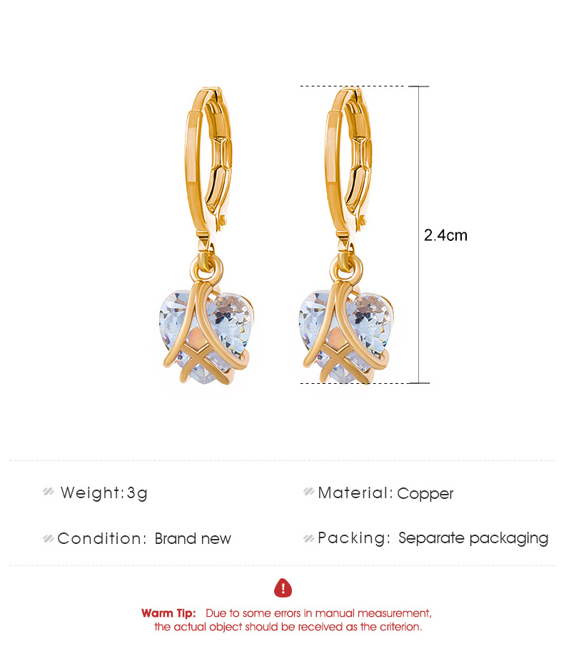 Fashion Heart Shape Copper Metal Zircon Earrings display picture 1