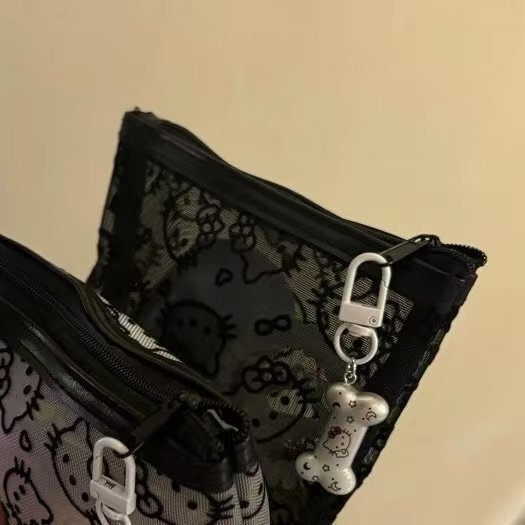 网纱kitty补妆包便携外出化妆包收纳旅行实用零钱包耳机包|undefined
