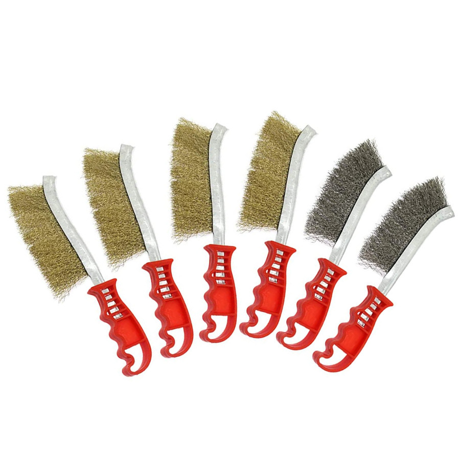 6件套不锈钢黄铜汽车钢丝刷清洁焊渣除锈刷（ 黄铜刷+不锈钢刷）