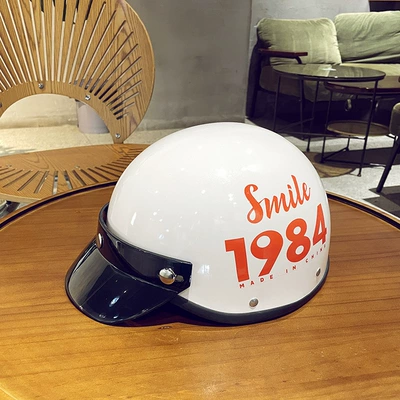 Factory Outlet Trendy Brand Retro Motosiklet kaskı (dəbilqə) - 3c-red-1984-helmet-brim-one-size-fits-all-55-62-head-circumference-adjustable