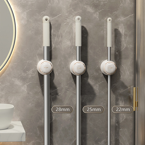 Mop hook hanger free of punching wall-mounted bathroom mop storage rack adhesive strong fixed buckle broom clip