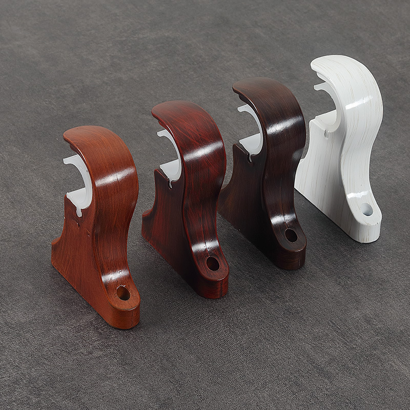 5YA1 Thick Wood Grain Curtain Rod Roman Rod Bracket Support Fixing Base Dual-Side Installation Decorative Head Sealing Curtain