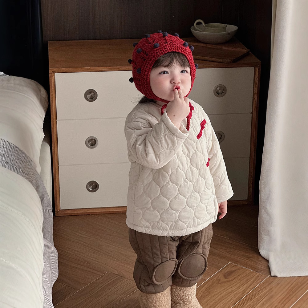 2024 ropa de invierno, ropa de Año Nuevo para bebés, chaqueta acolchada para bebés masculinos, hebilla de disco china, ropa de algodón gruesa, ropa de bebé de un año