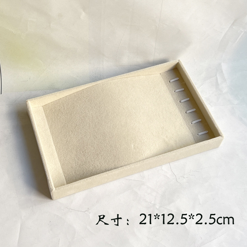 Beige caja de la joyería anillo de franela pendientes placa vacía joyería display rack joyería caja de almacenamiento bandeja al por mayor