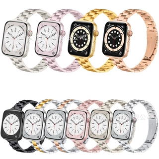 适用于苹果表带apple iwatch1-10代/S10三珠不锈钢金属手表带新款