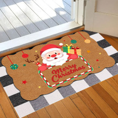 UV カラー印刷模造ヤシの葉のフロアマットクリスマスカラー画像ヤシの葉のドアマットクロスボーダー玄関マット屋外泥スクラッチ滑り止めフットマット
