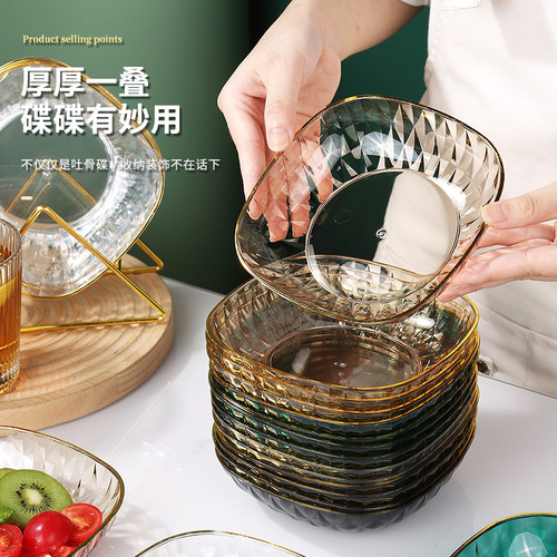 Light luxury style bone plate home living room fruit plate dining table bone plate snack plate garbage plate snack plate fruit basket