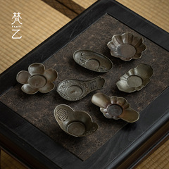 古代職人技で作られた日本の古代錫製ティーコースター、レトロなティーコースター、滑り止めコースター、茶道のスペアパーツ卸売