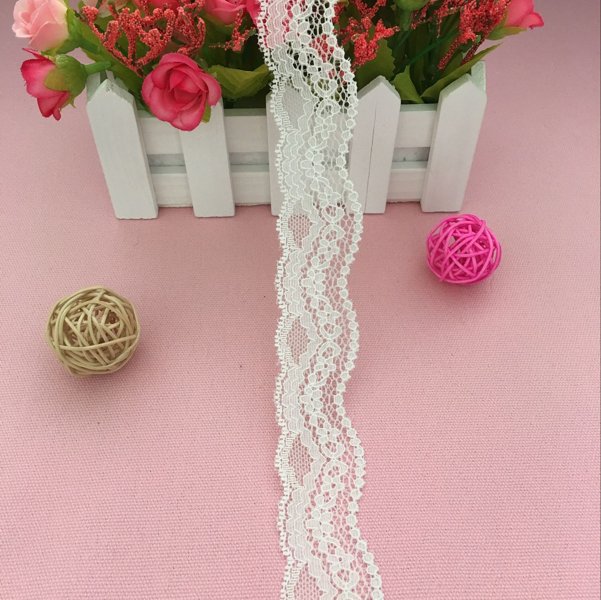 厂家直供3.2cm有弹小花边 锦氨波浪花边 辅料 服装装饰蕾丝花边