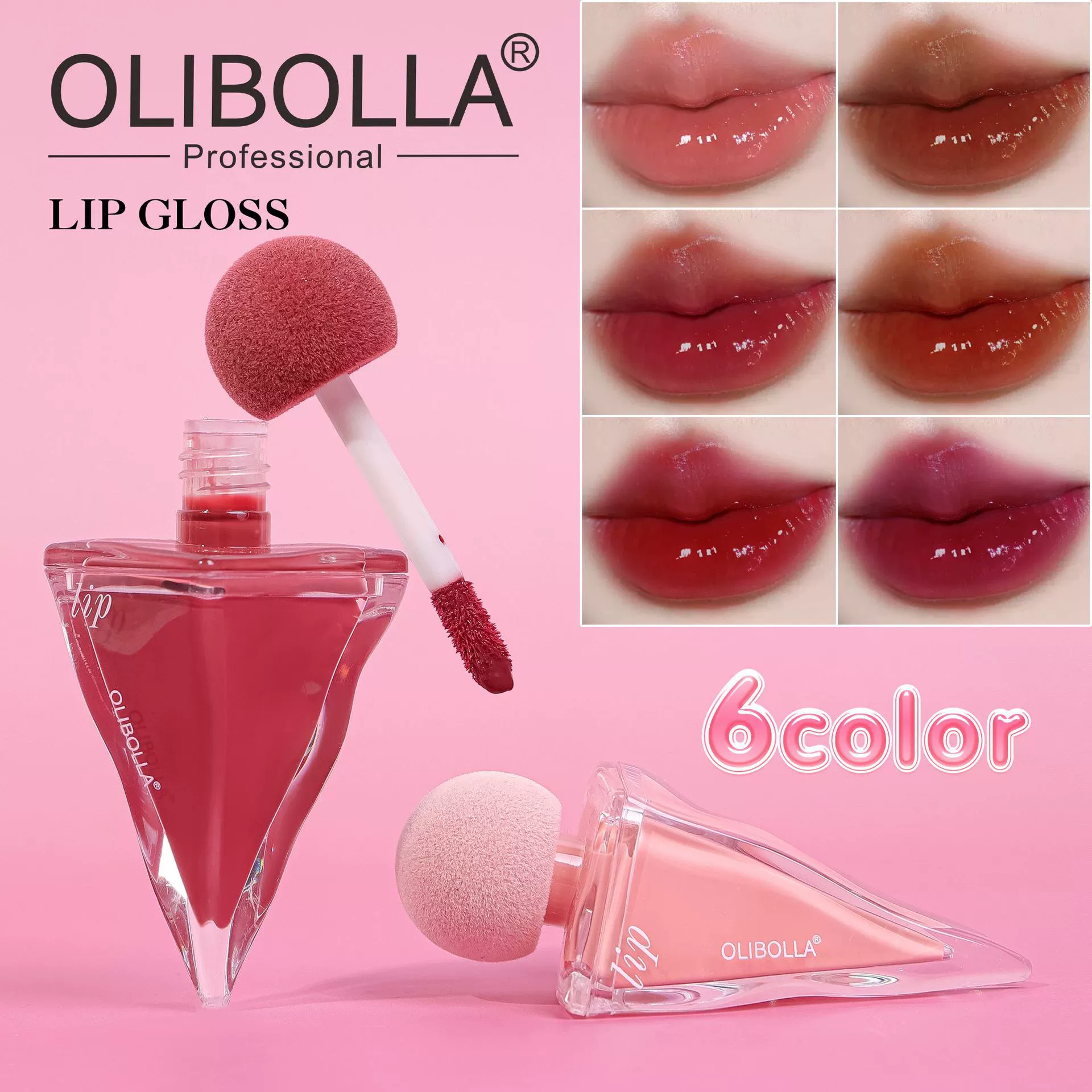 Эксклюзивная кросс-бордерная помада OLIBOLLA с водным блеском, зеркальная треугольная бутылочка, увлажняющая глазурь для губ, пухлые губы, желе для губ, оптом