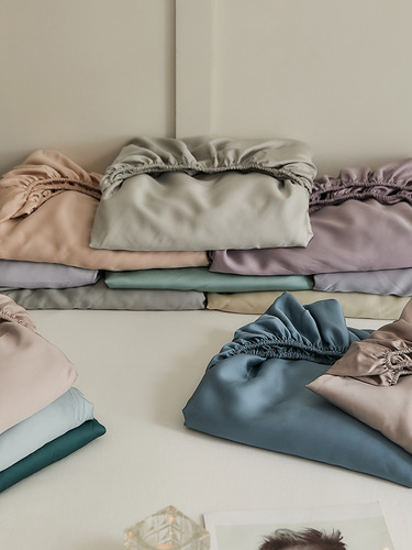 Summer Solid Color Tencel Lyocell Sheet Set Single Piece Silk-like Smooth Bare Sleep Ice Silk Pillowcase Three-Piece Set