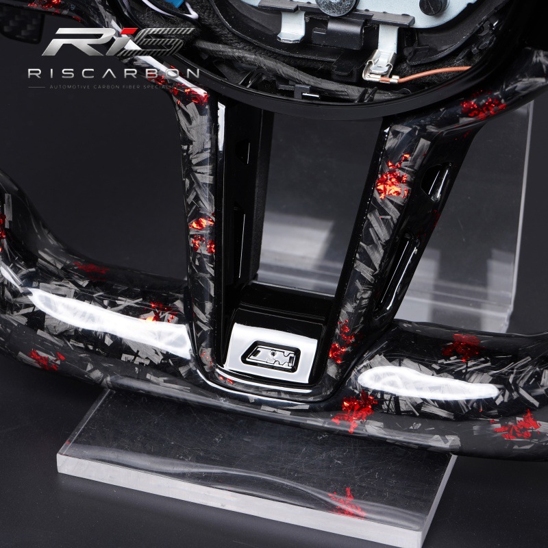 Suitable for Bmw Cs Forged Carbon Fiber Red Accent Steering Wheel 3 Series 5 Series X3X5G30G20G21G22G26