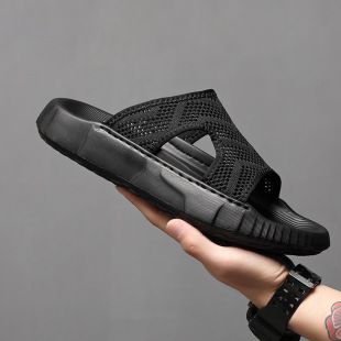 Men's Slippers 2024 New Anti-Slip Internet Red Beach Slippers Men's Anti-Slip Home Indoor Bath Rubber Sandals