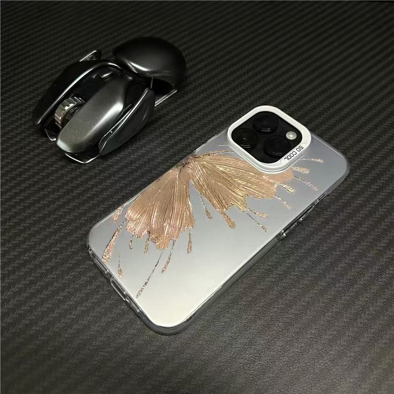 Nueva mariposa dorada para iPhone 16 funda para teléfono móvil Apple 15promax/14 anti-caída 13pro12 personalidad 11
