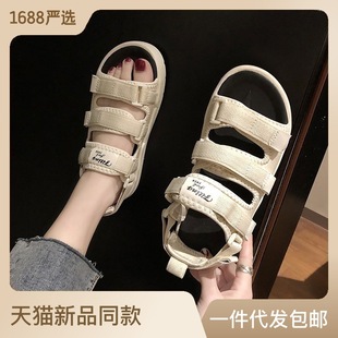 2025 New Sandals Women's Summer Fairy-style Flat Shoes Internet Popular All-match Student Beach Roman Women's Shoes