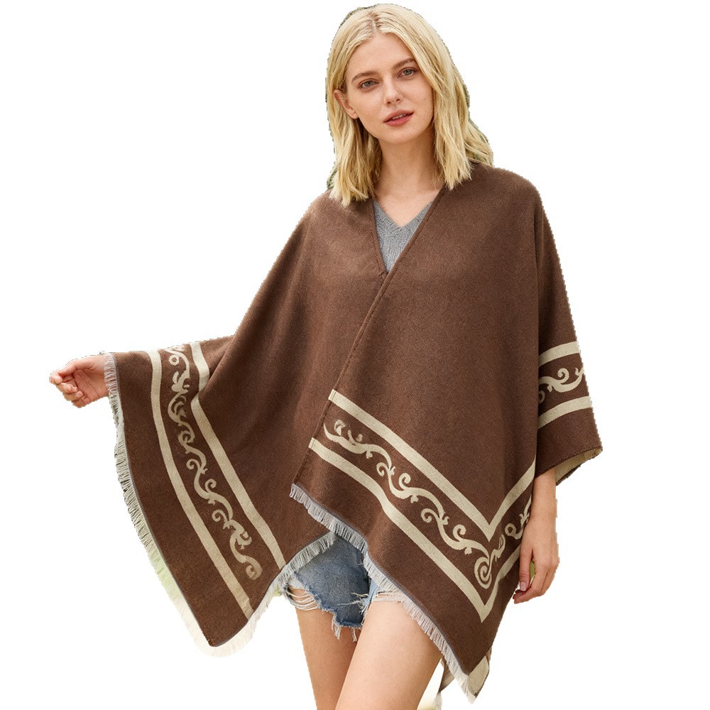 Doble capa jacquard gruesa invierno confortable dama gran chal otoño invierno oficina siesta manta