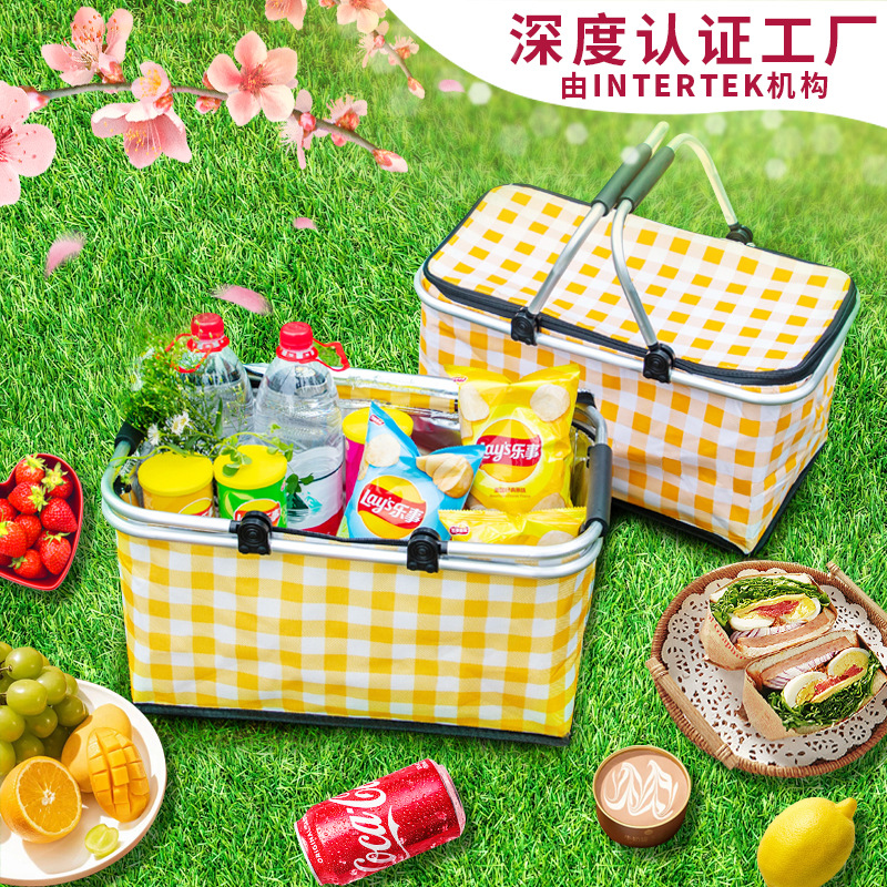 保温野餐篮折叠饭盒袋户外手提冰包夏季外卖保冷箱野餐包野餐篮子