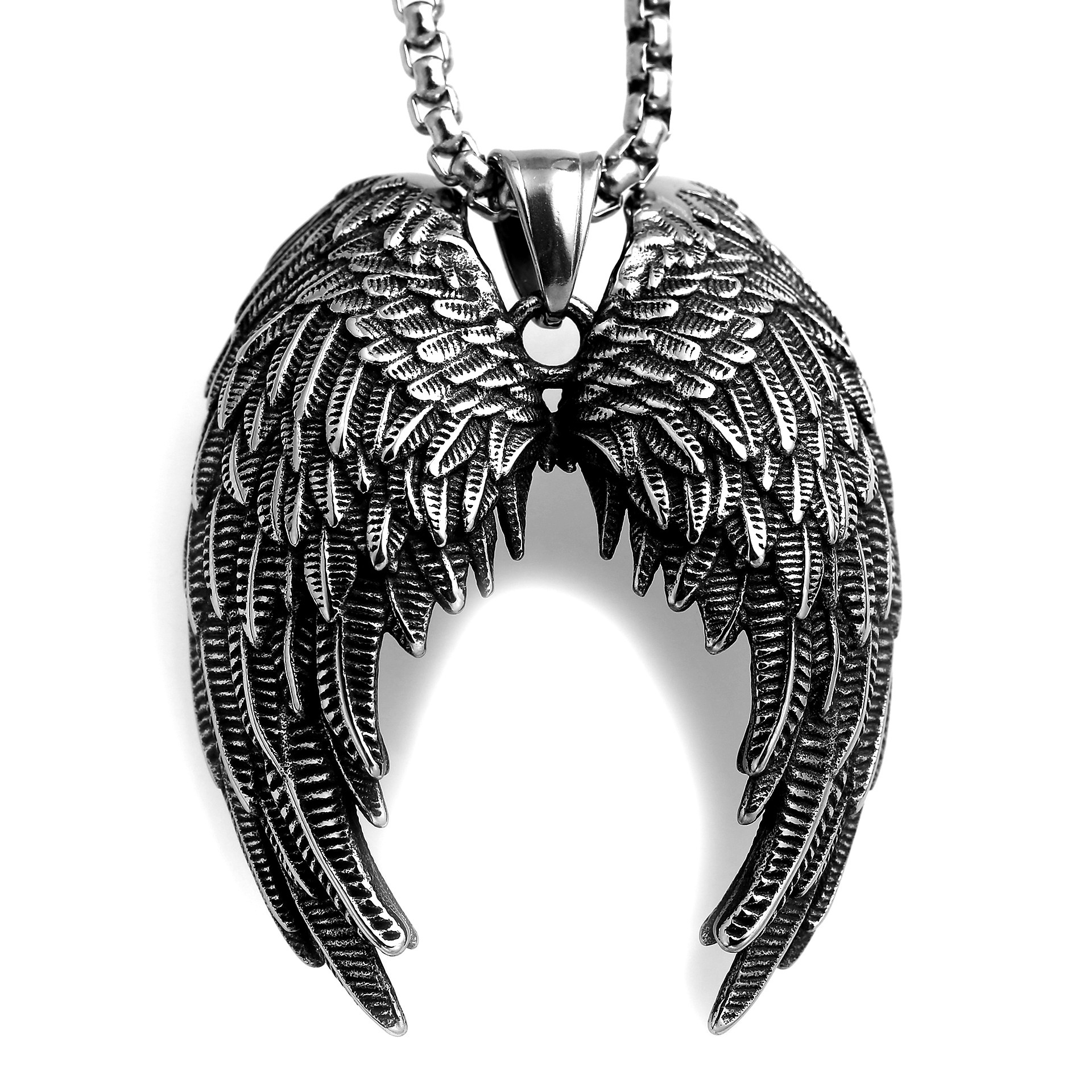 Angel Wings Necklace Wings Feather Pendant Retro Punk Style Amazon European and American Necklace Factory Wholesale