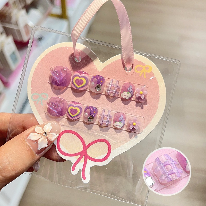 Niños parches de uñas super lindas chicas lindas usan pegatinas de dibujos animados de uñas seguras desmontables parches de uñas al por mayor image 37