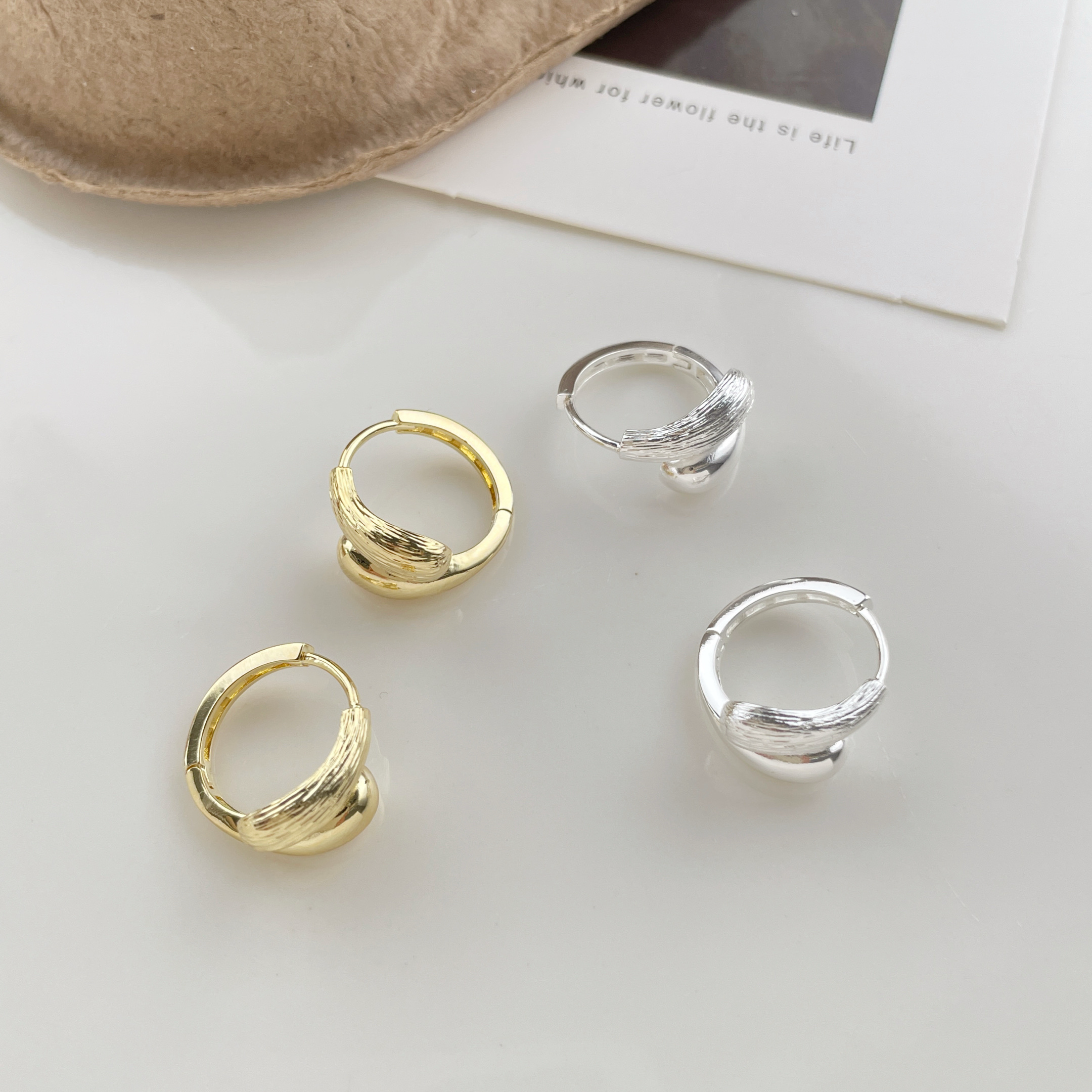 欧比雅比韩国博主fever同款纹路素圈圈圈耳扣女简约个性耳环19851